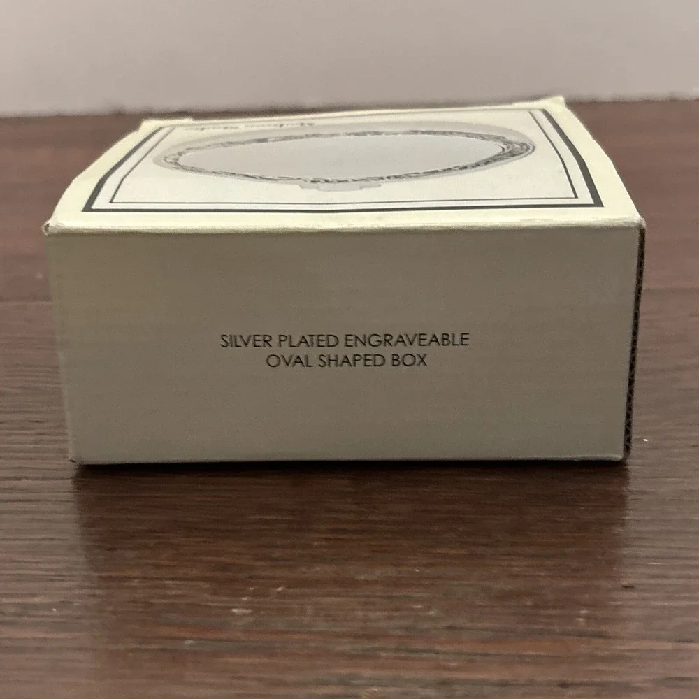 Madison Studio Silver Plated Engraveable Oval Shaped Trinket Jewelry Box